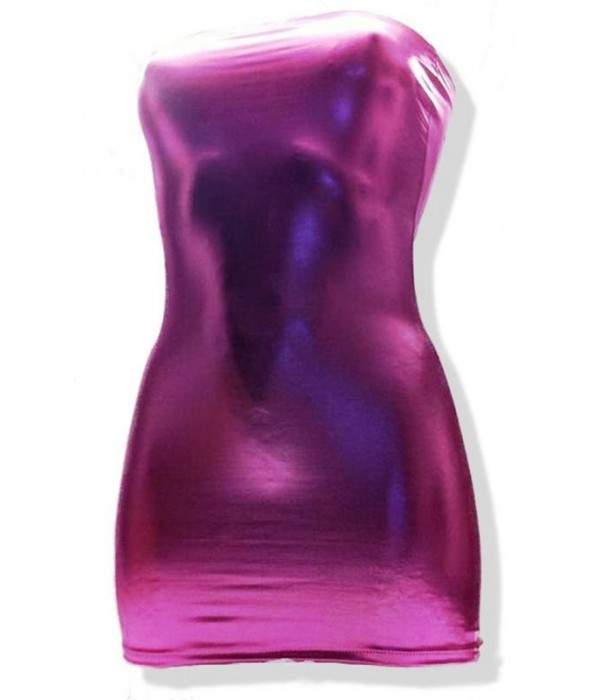 f.girth pink wetlook bandeau dress many sizes and lengths