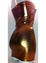 Wetlook gogo bandeau dress brown metal effect - 