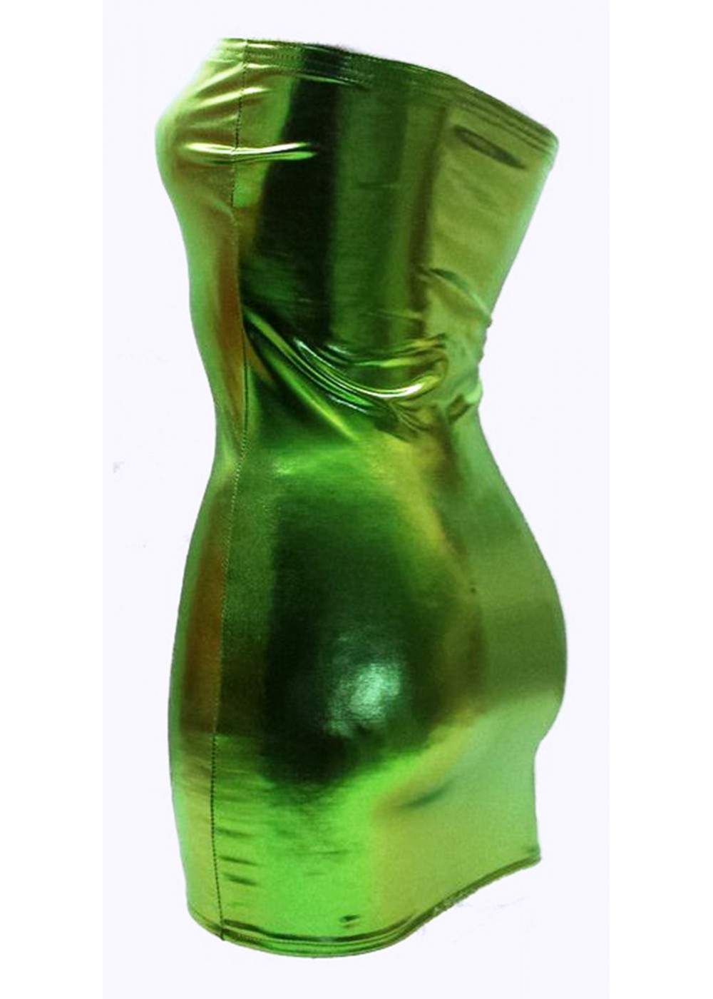 Gogo Wetlook Bandeau Dress Green Metal Effect Many Sizes and Length... - 