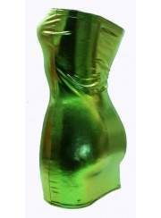 Leder-Optik Bandeau Kleid Grün viele Größen und Längen - 