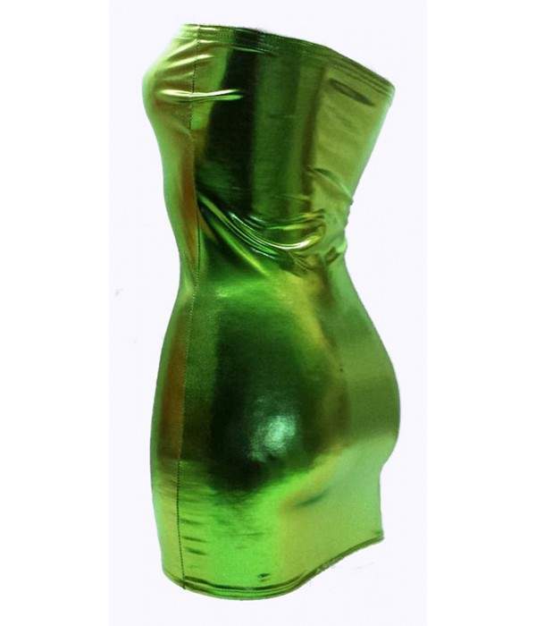 Leather Look Bandeau Dress Green - Jetzt noch mehr sparen
