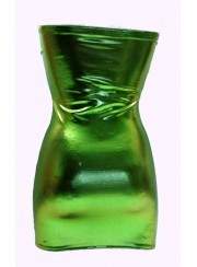 Gogo Wetlook Bandeau Dress Green Metal Effect Many Sizes and Lengths - 
