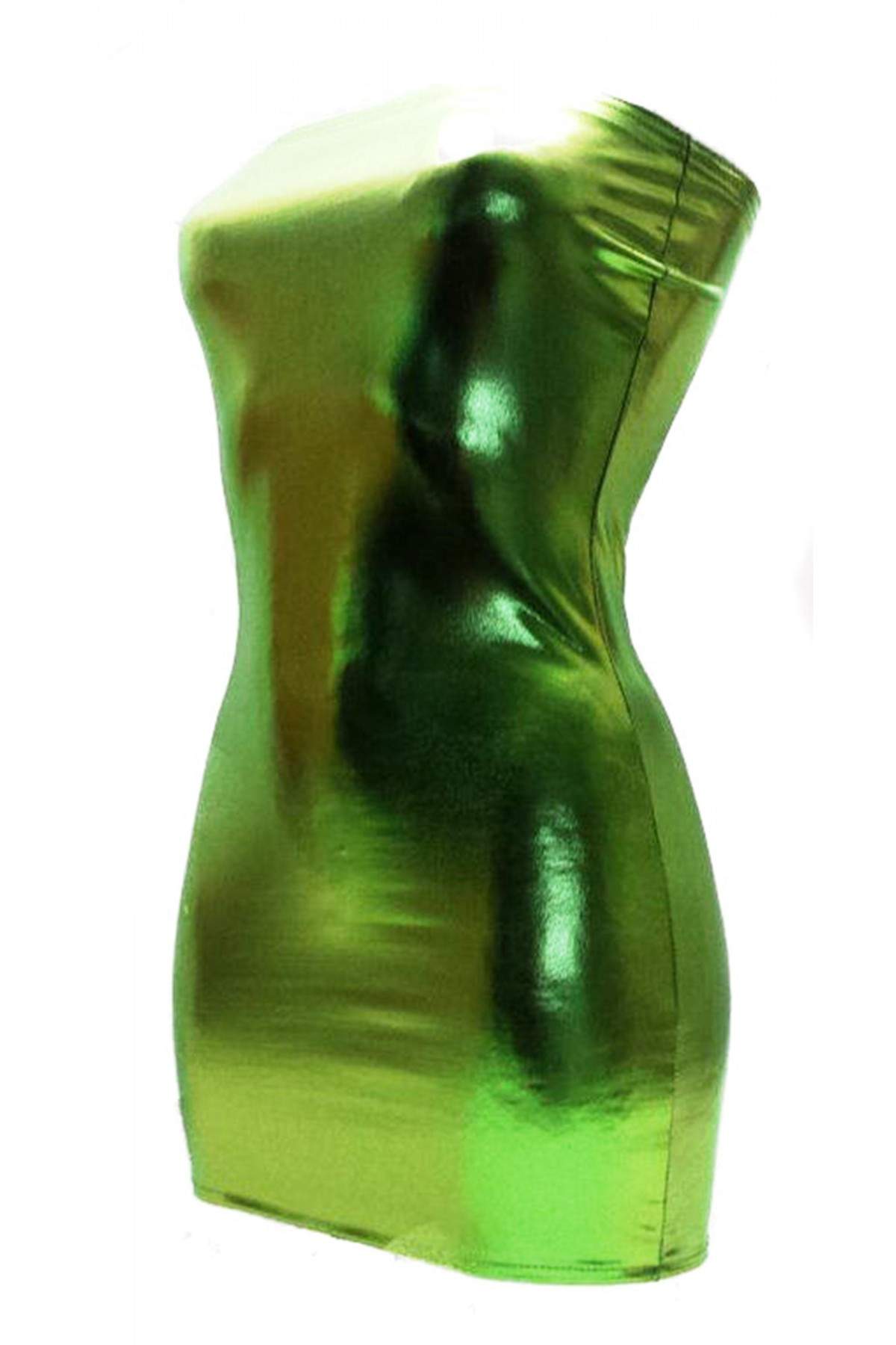 Leder-Optik Bandeau Kleid Grün viele Größen und Längen - 