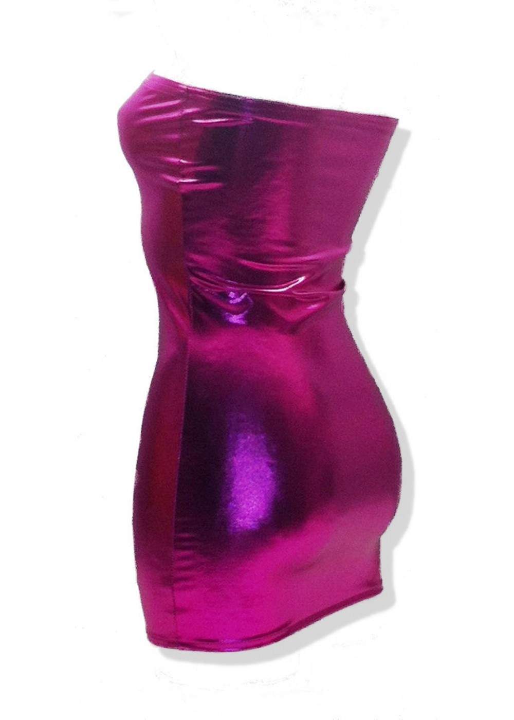 Leder-Optik Bandeau Kleid pink - 