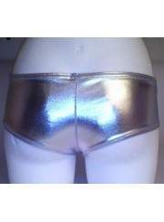 Leder-Optik Hotpants silber Metallic - 