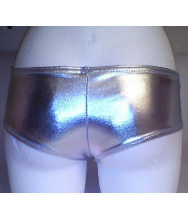 Leder-Optik Hotpants silber Metallic