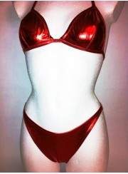 Leather-Look Mega Red GoGo Neckholder String Bikini - Jetzt noch mehr sparen