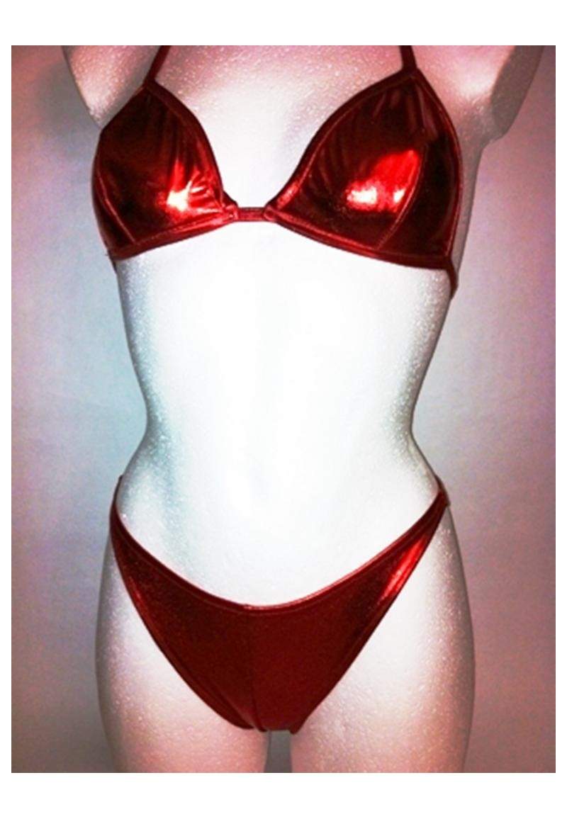 Mega red GoGo halterneck string bikini made in Germany -