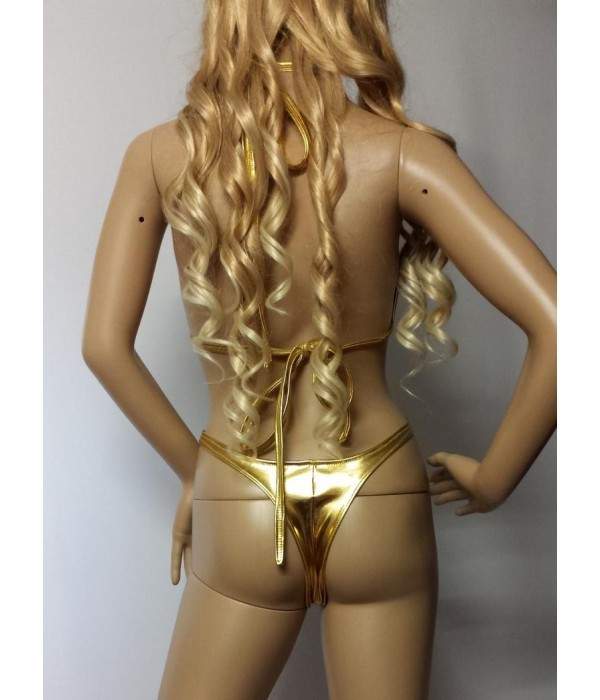 Mega goldener GoGo Neckholder String-Bikini