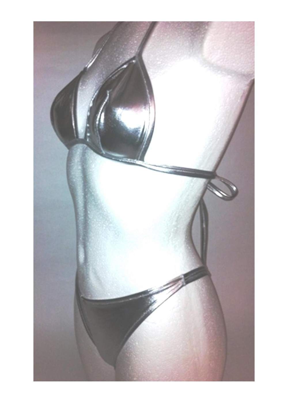 Bikini de tirantes Leather Optics Mega Silver GoGo Halterneck - Deutsche Produktion