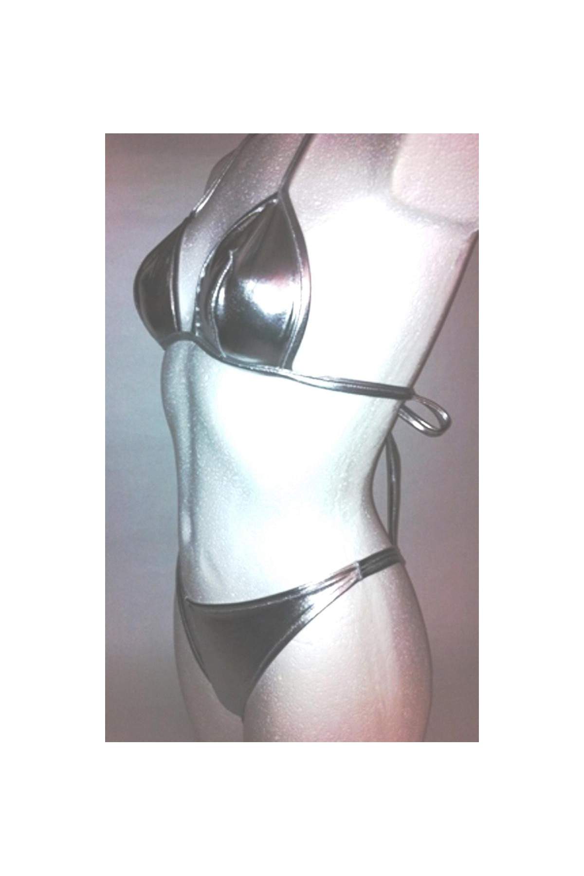 Bikini de tirantes Leather Optics Mega Silver GoGo Halterneck - 