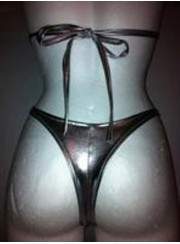 bargain Leather Look Mega Silver GoGo Neckholder String Bikini - Jetzt noch mehr sparen