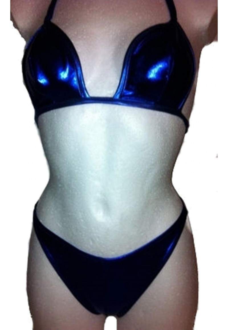 Mega blauer GoGo Neckholder String-Bikini in Deutschland produziert - 