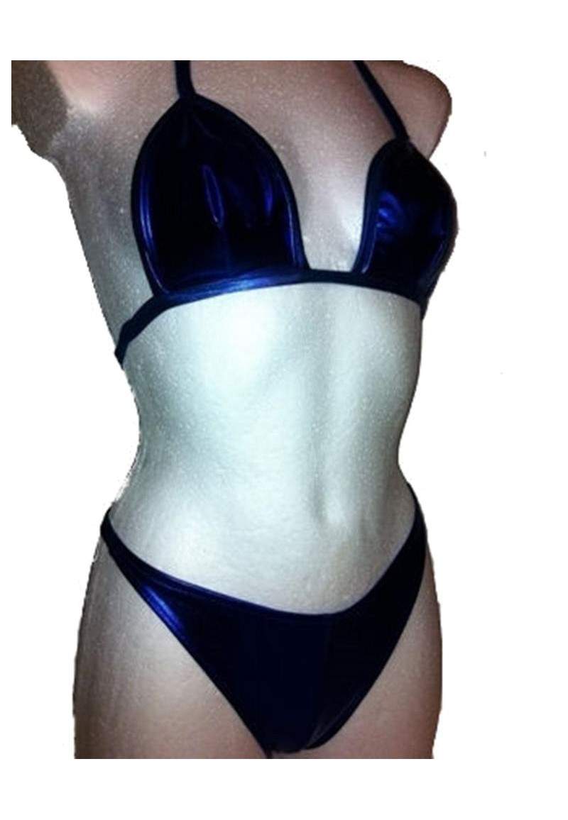 Mega blauer GoGo Neckholder String-Bikini in Deutschland produziert - 