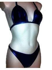 FGirth Leder-Optik Mega blauer GoGo Neckholder String-Bikini - Deutsche Produktion
