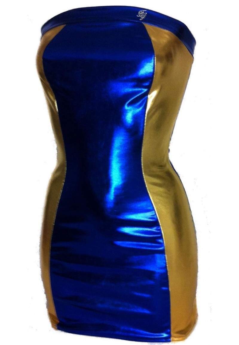 Dress blue gold metallic effect produced in Germany -