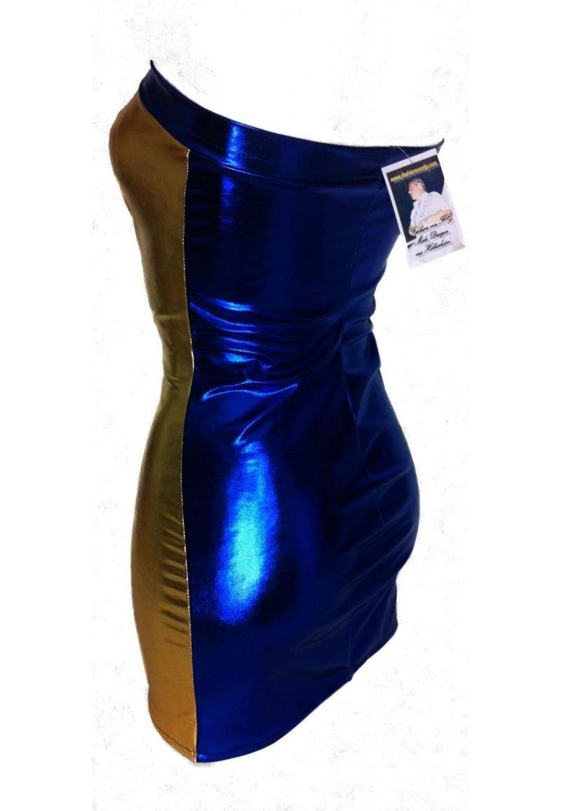 Dress blue gold metallic effect produced in Germany -