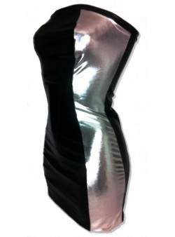 Leder-Optik BANDEAU-Kleid schwarz silber