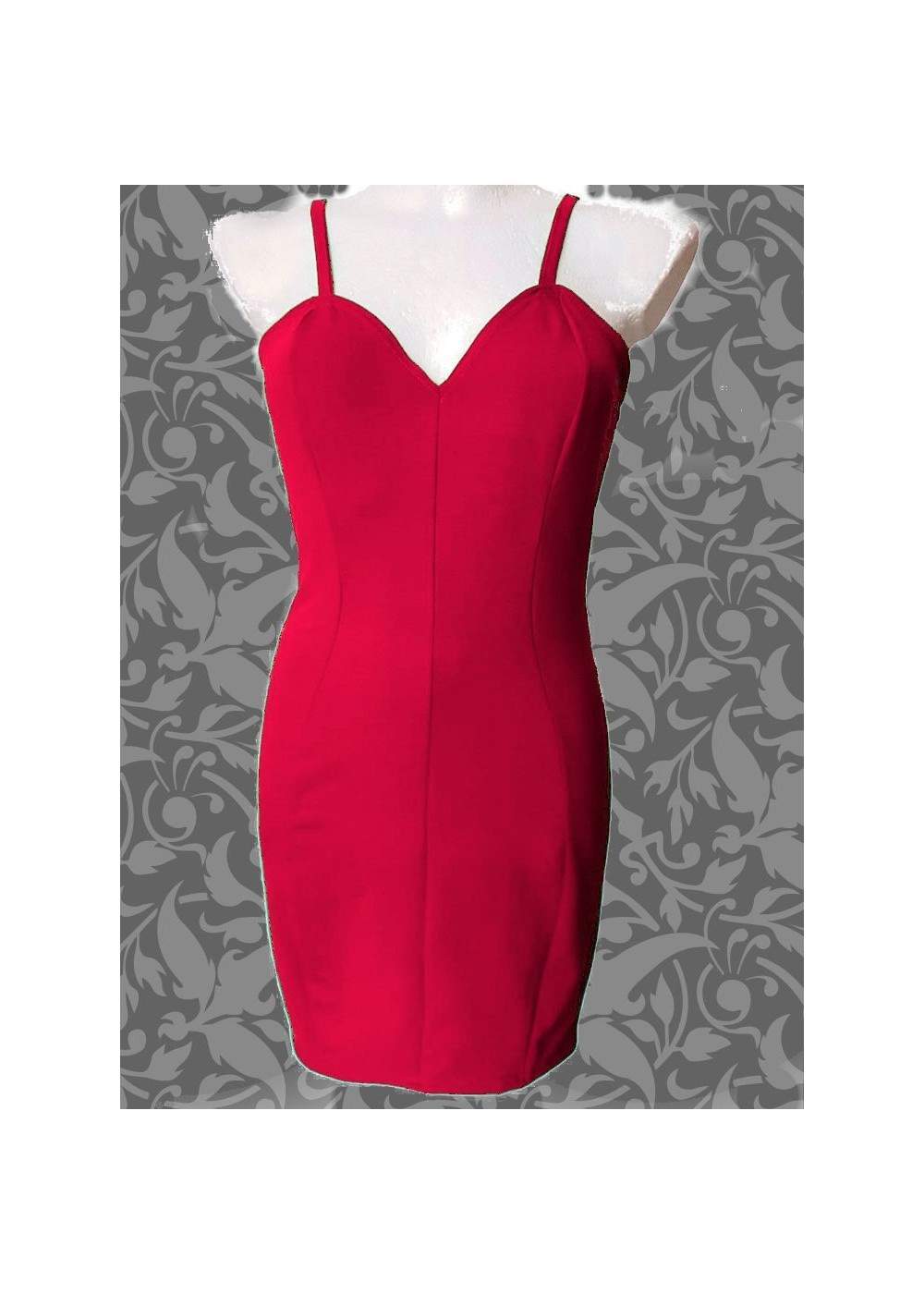 Vestido rojo de tirantes de algodón Vestido de cóctel de la talla 3... - 