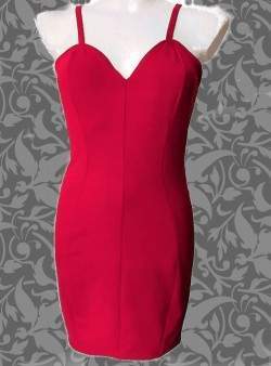 Vestido rojo de tirantes de algodón Vestido de cóctel de la talla 34 - 52