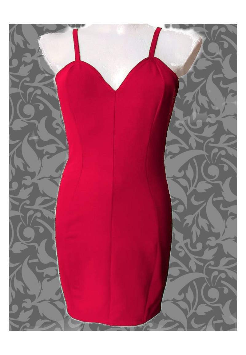 Rotes Stretch Baumwolle Trägerkleid Cockteilkleid Größe 34 - 52 in ... - 