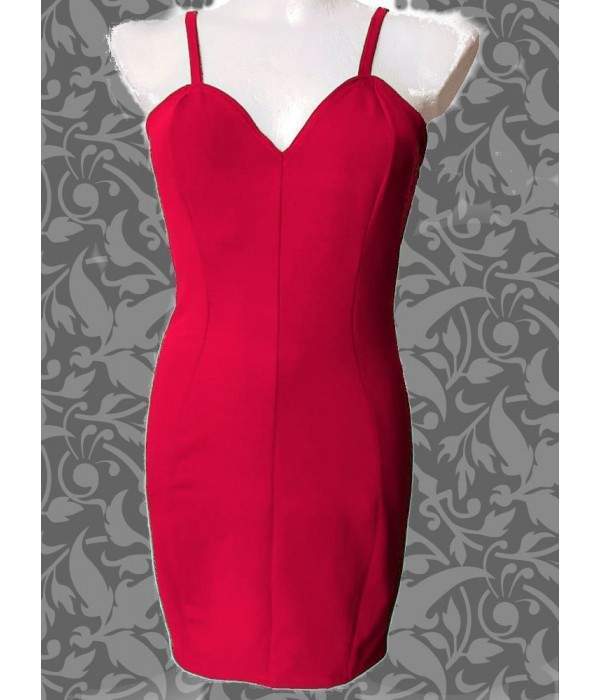 Vestido rojo de tirantes de algodón Vestido de cóctel de la talla 34 - 52