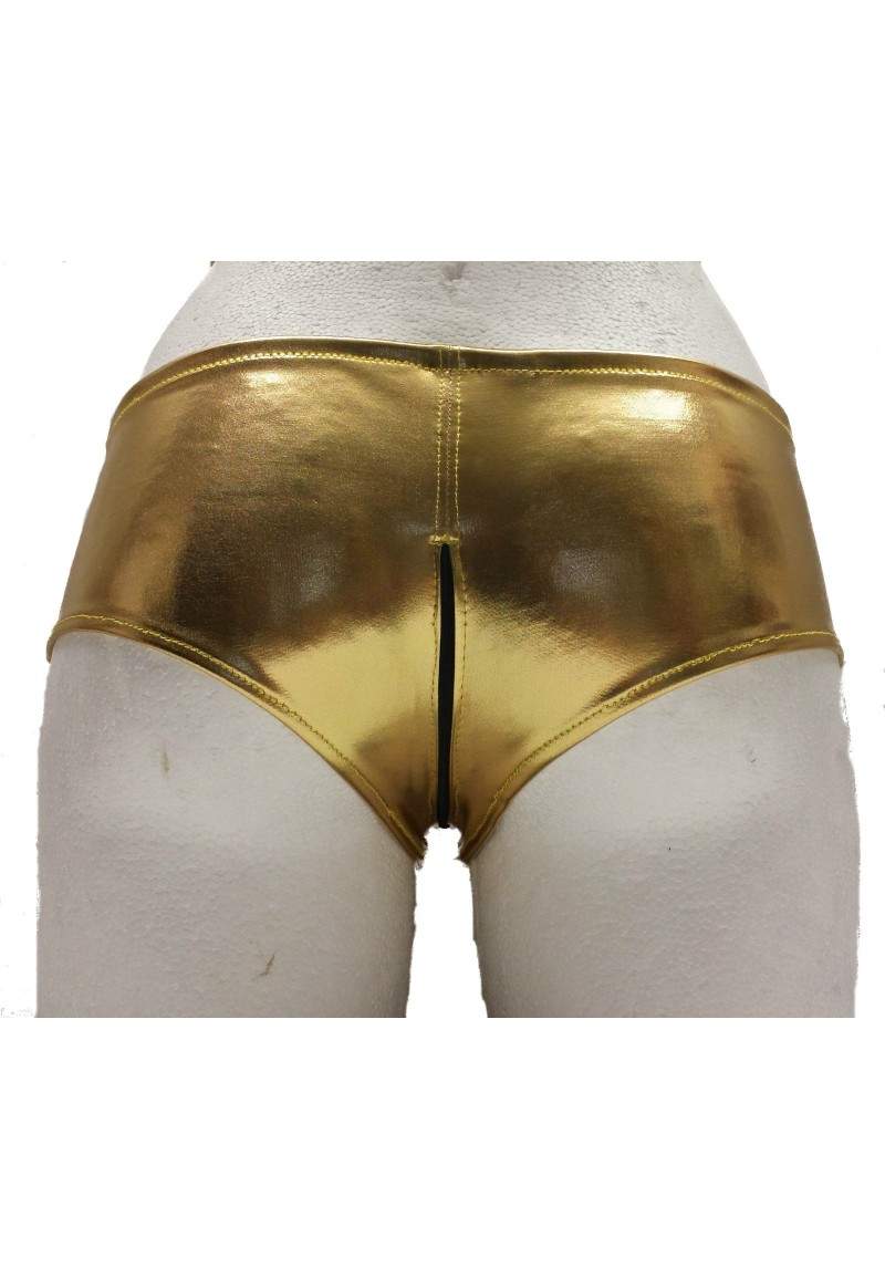 Ouvert Hotpants Gold mit Reißverschluss in Deutschland produziert - 