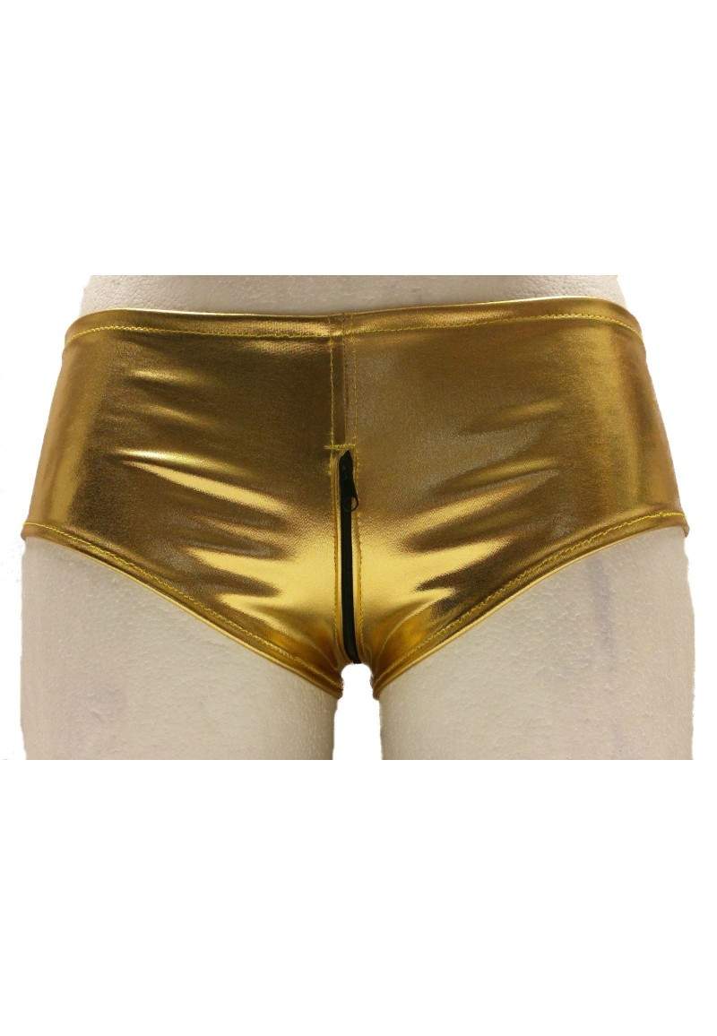 Ouvert Hotpants Gold mit Reißverschluss in Deutschland produziert - 