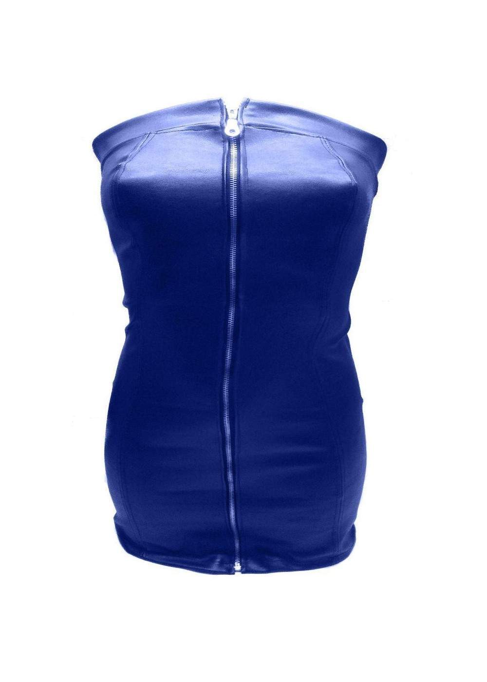 Vestido de cuero muy suave azul talla L - XXL (44 - 52) - Deutsche Produktion