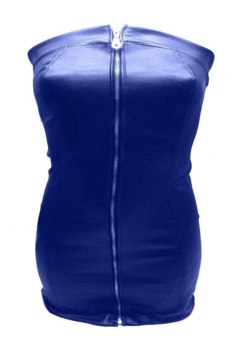 Leather dress blue oversize produced in Germany -