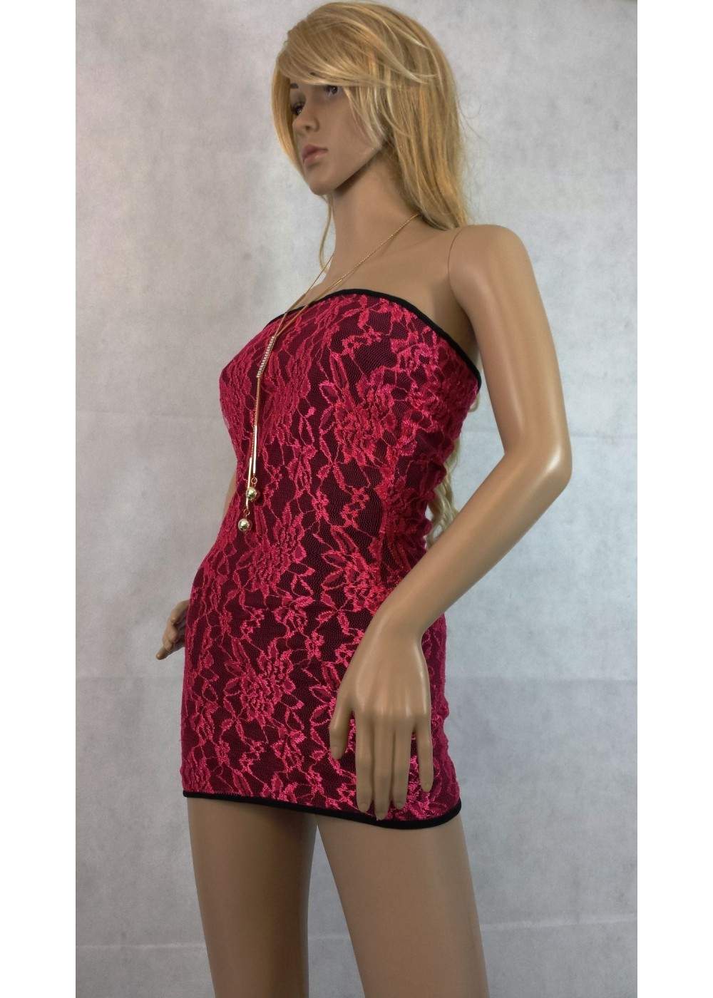 F.Girth Pinkes Spitzenkleid - 