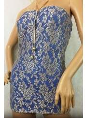 f.girth lace dress blue beige - 