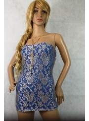 f.girth lace dress blue beige - 