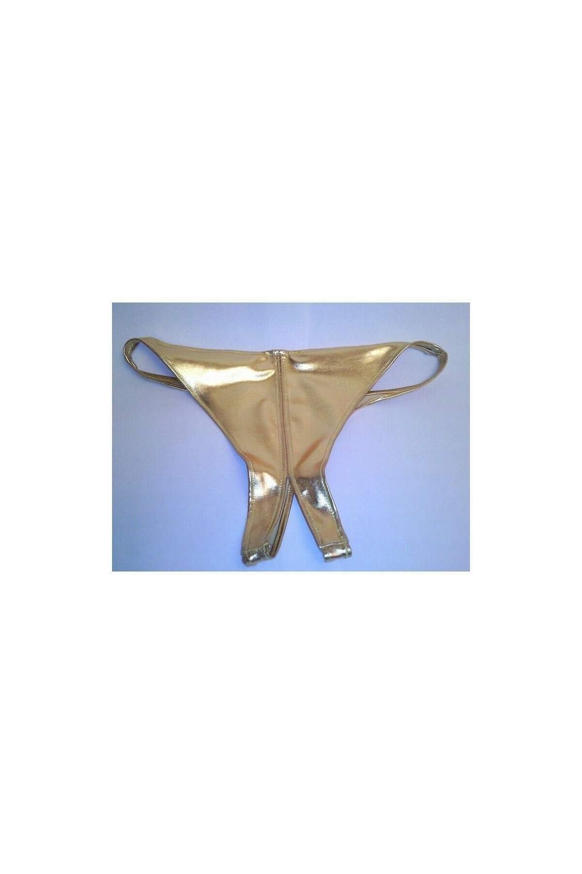 Leather look TANGA gold Ouvert sizes 34 - 52 - Deutsche Produktion