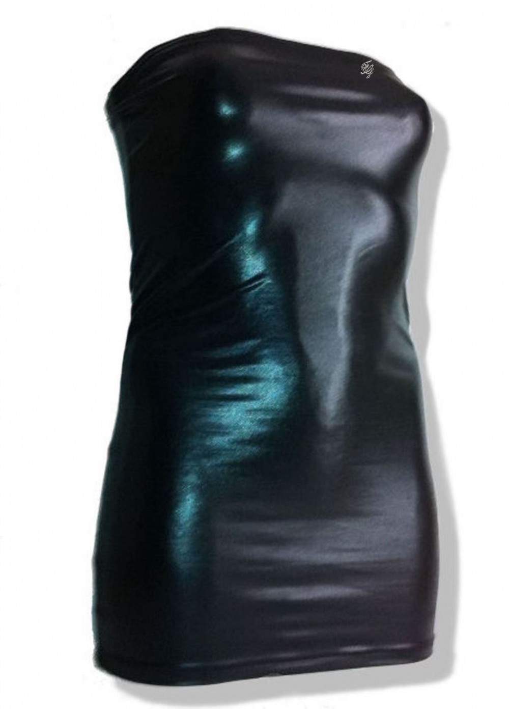 Sizes 44 - 52 Wetlook Bandeau Mini Dress black many lengths 25,00 € - 