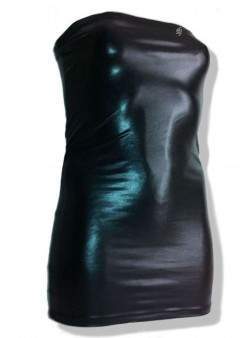 Leather Optics Big Size Bandeau Mini Dress black