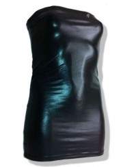 Save 15 percent on Sizes 44 - 52 Wetlook Bandeau Mini Dress black m... - 