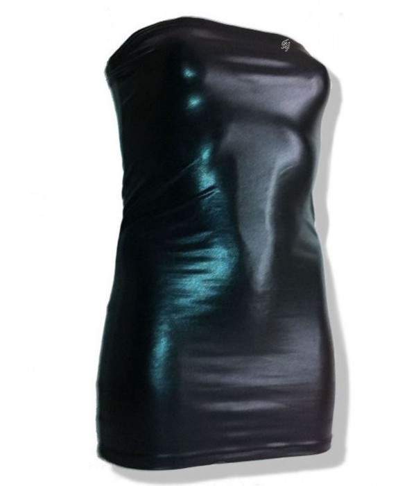 Leather Optics Big Size Bandeau Mini Dress black