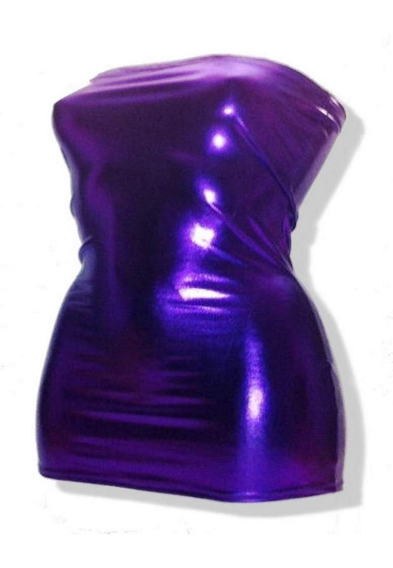 Purple wetlook bandeau dress plus size made in Germany -