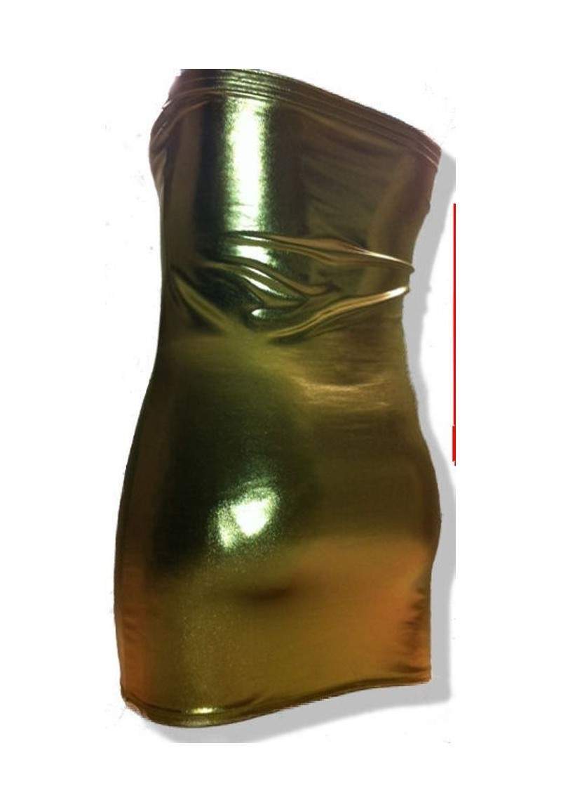 Golden wetlook bandeau dress plus size made in Germany -