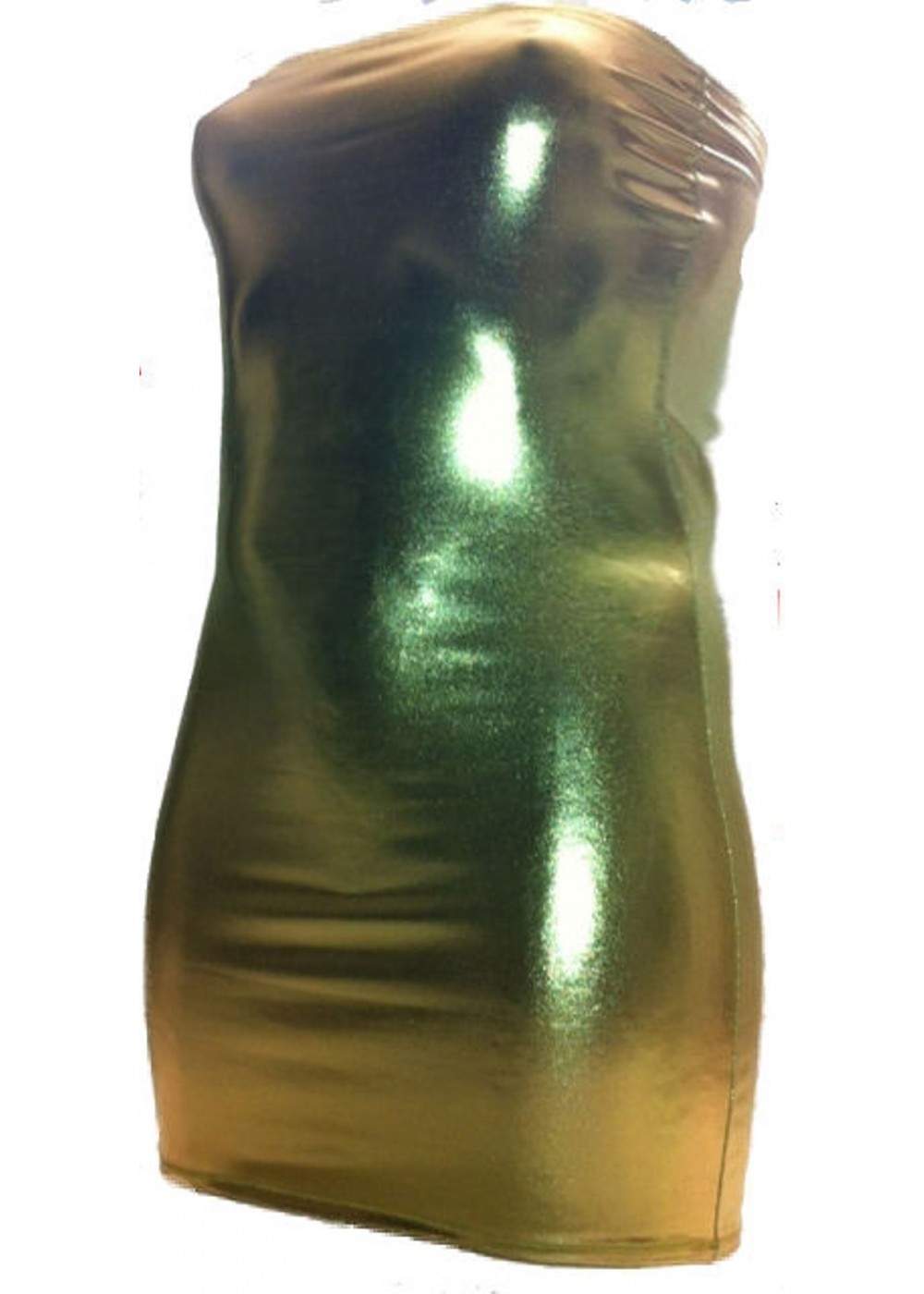 Aufregendes Bandeau Kleid Gold Lederoptik Größen 44 - 52 ab 25,00 € - 