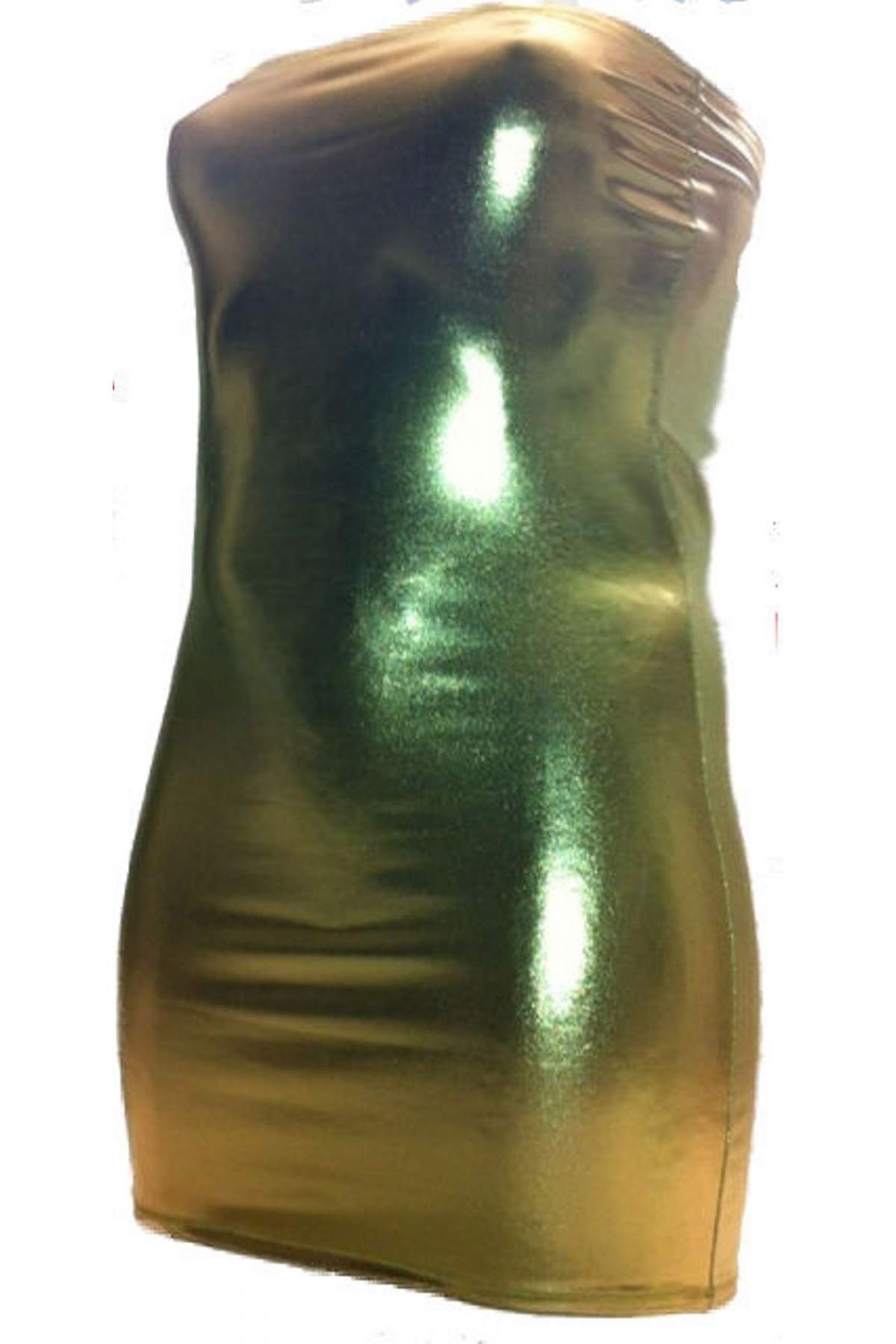 Leder-Optik Aufregendes Bandeau Kleid Gold Lederoptik Größen 44 - 52 - 