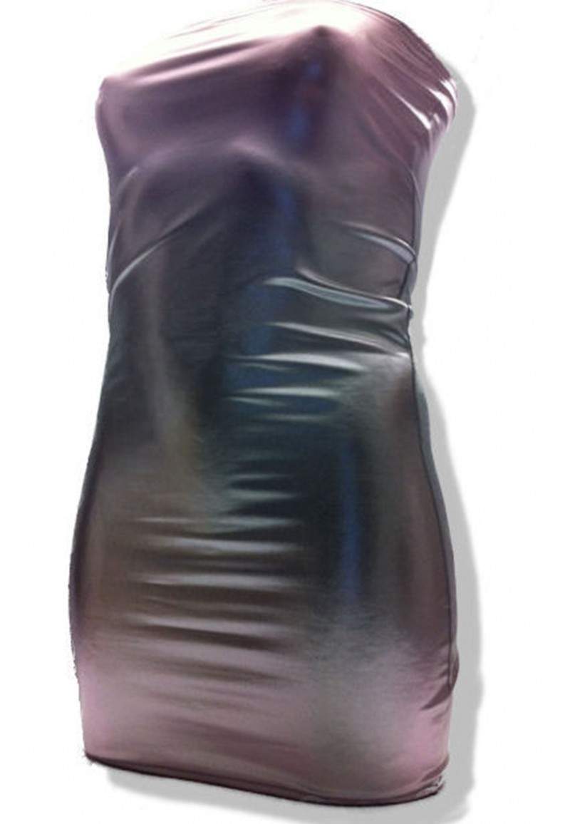 4370011842788 - Silbernes Wetlook Bandeau Kleid Übergröße - 