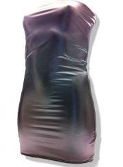 FGirth Leder Optik Silbernes Bandeau Kleid Größen 44 - 52 viele Längen - 