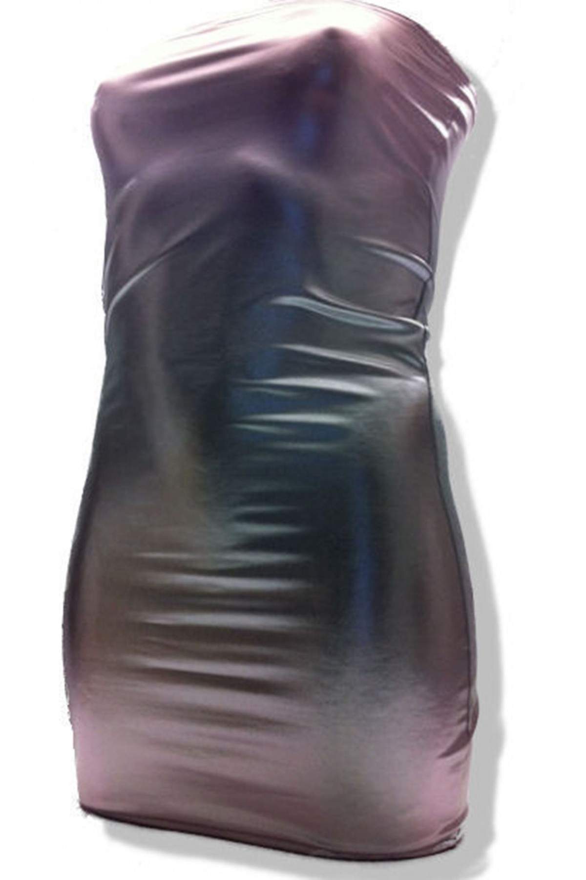 FGirth Leder Optik Silbernes Bandeau Kleid Größen 44 - 52 viele Längen - 