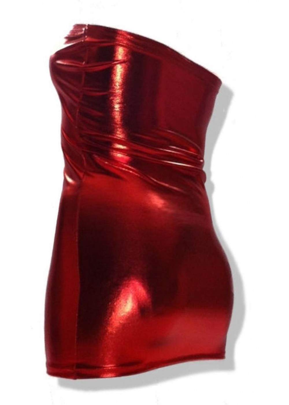 Leder Optik Hammer Big Size Bandeau Kleid Rot - 