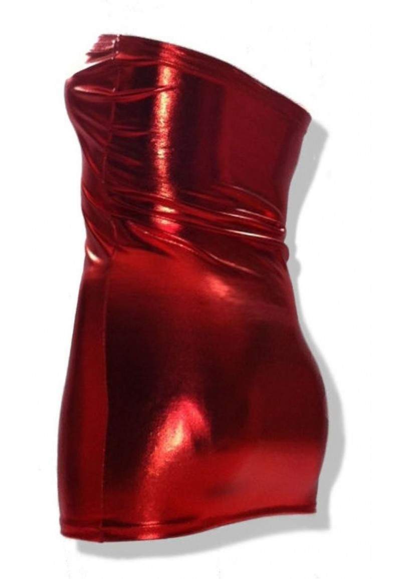 Red wetlook bandeau dress plus size made in Germany -