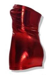 Extravagantes Leder Optik Hammer Big Size Bandeau Kleid Rot - 