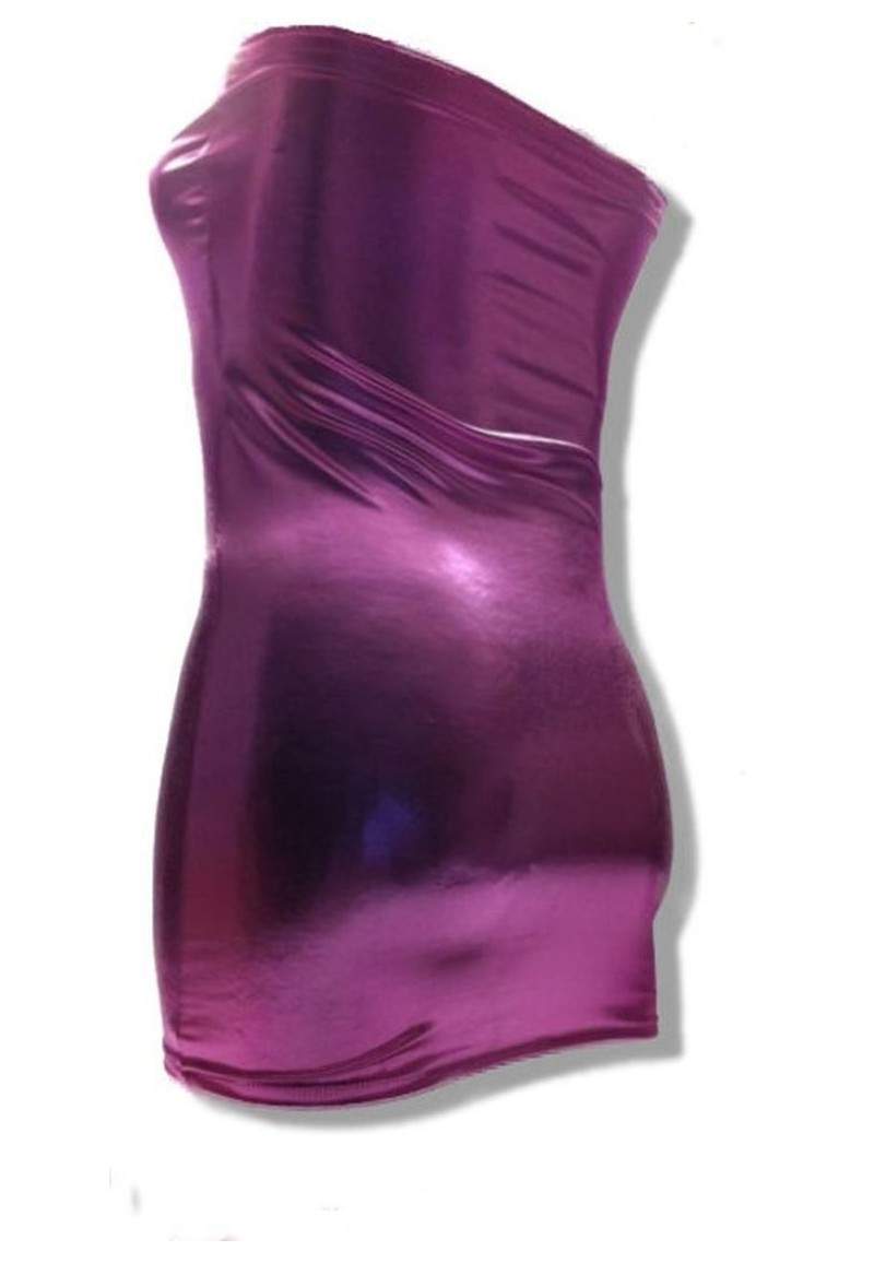 Pink wetlook bandeau dress plus size made in Germany -