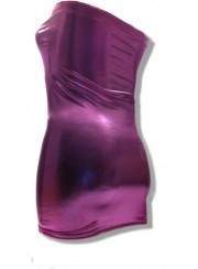 Leder-Optik Rosa Bandeau Kleid Größen 44 - 52 viele Längen bis 75 cm - 